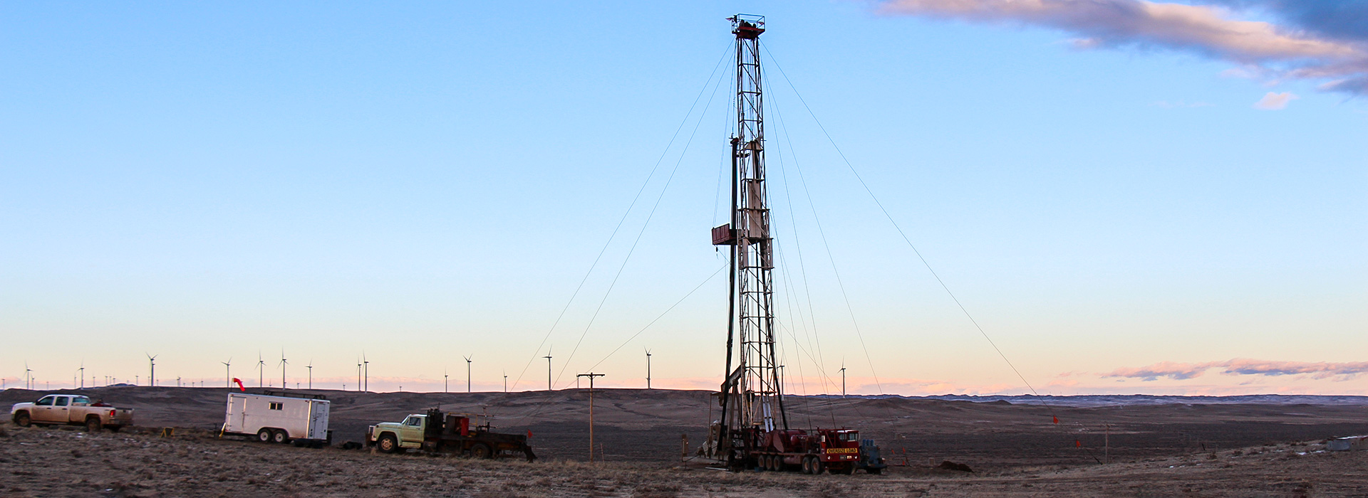 Oil Derrick outside Casper, Wyoming at Sunset
